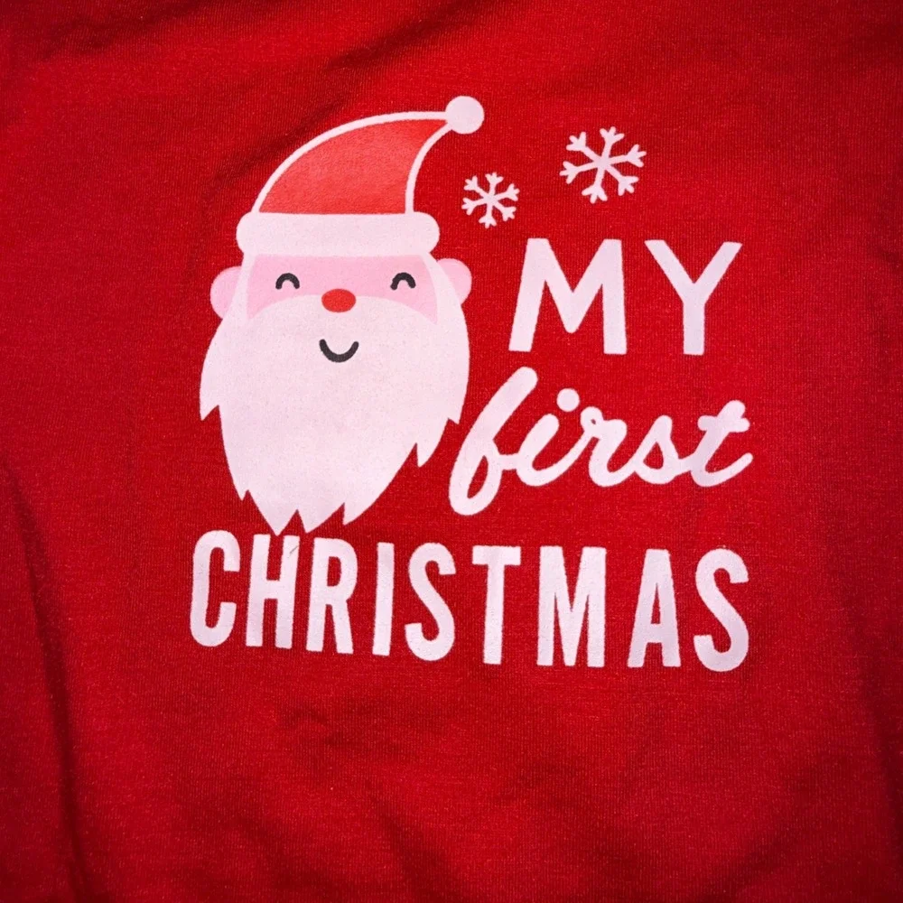 My First Christmas Outfit Kids 18-24M Santa Bodysuit Striped Pants Set
